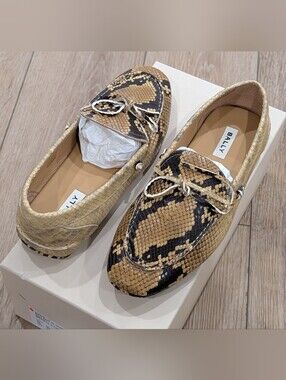 $950 Mens Bally "Gaspar" Python Printed Leather Loafers Multi 10 E